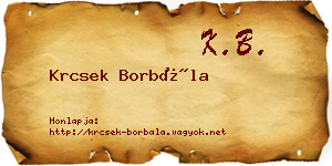 Krcsek Borbála névjegykártya
